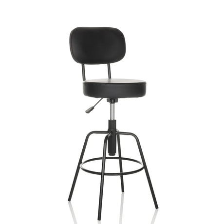 Black Bar stool DISC HIGH with backrest and footring by hjh OFFICE