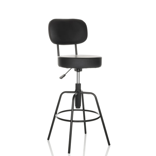 Black Bar stool DISC HIGH with backrest and footring by hjh OFFICE