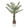 Green Artificial plant DRACAENA with fan-like palm leaves in a white pot by hjh OFFICE