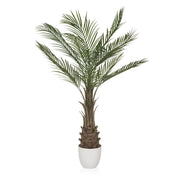 Green Artificial plant DRACAENA with fan-like palm leaves in a white pot by hjh OFFICE