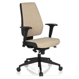 Beige Professional Office Chair PRO-TEC 500 with armrests and a black five-caster base by hjh OFFICE – 360-degree view (front three-quarter view 40°)