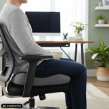 Black MEDISIT VI seat cushion on an office chair by hjh OFFICE (AI-generated image)