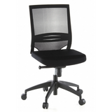 Black Professional Office Chair PORTO ECO with mesh back and five-caster base by hjh OFFICE – 360-degree view (front view 20°)