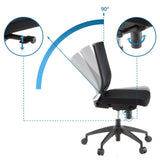 Adjustable backrest up to 90 degrees and height-adjustable seat of the Professional Office Chair PORTO ECO by hjh OFFICE