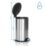Dimensional drawing of the CLEAN X wastepaper with a 40 l volume and a height of 96 cm by hjh OFFICE