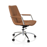 Camel Home Office Chair SARANTO II with quilting and five-caster base by hjh OFFICE – 360-degree view (front three-quarter view 60°)