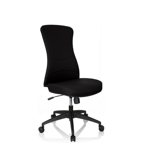 Schwarzer Profi-Bürostuhl OFFICE XT mit Stoffbezug und fünf Rollen von hjh OFFICE