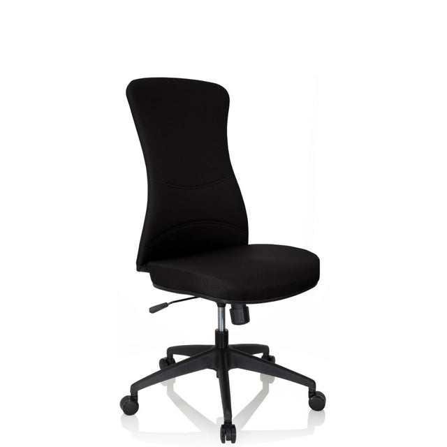 Schwarzer Profi-Bürostuhl OFFICE XT mit Stoffbezug und fünf Rollen von hjh OFFICE