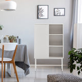 Grey Shelf SIO with a ribbed sliding door and open storage compartments by hjh LIVING