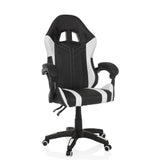 Black and white Gaming chair GAMEBREAKER W02 with a five-caster base by MyBuero – 360-degree view (front three-quarter view 30°)