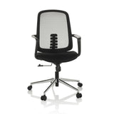 Black Home Office Chair SEDIOLO B with mesh back and five-caster base by hjh OFFICE – 360-degree view (front view 15°)