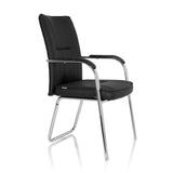 Black guest chair BANDA V with armrests and sled base by hjh OFFICE – 360-degree view (front three-quarter view 60°)