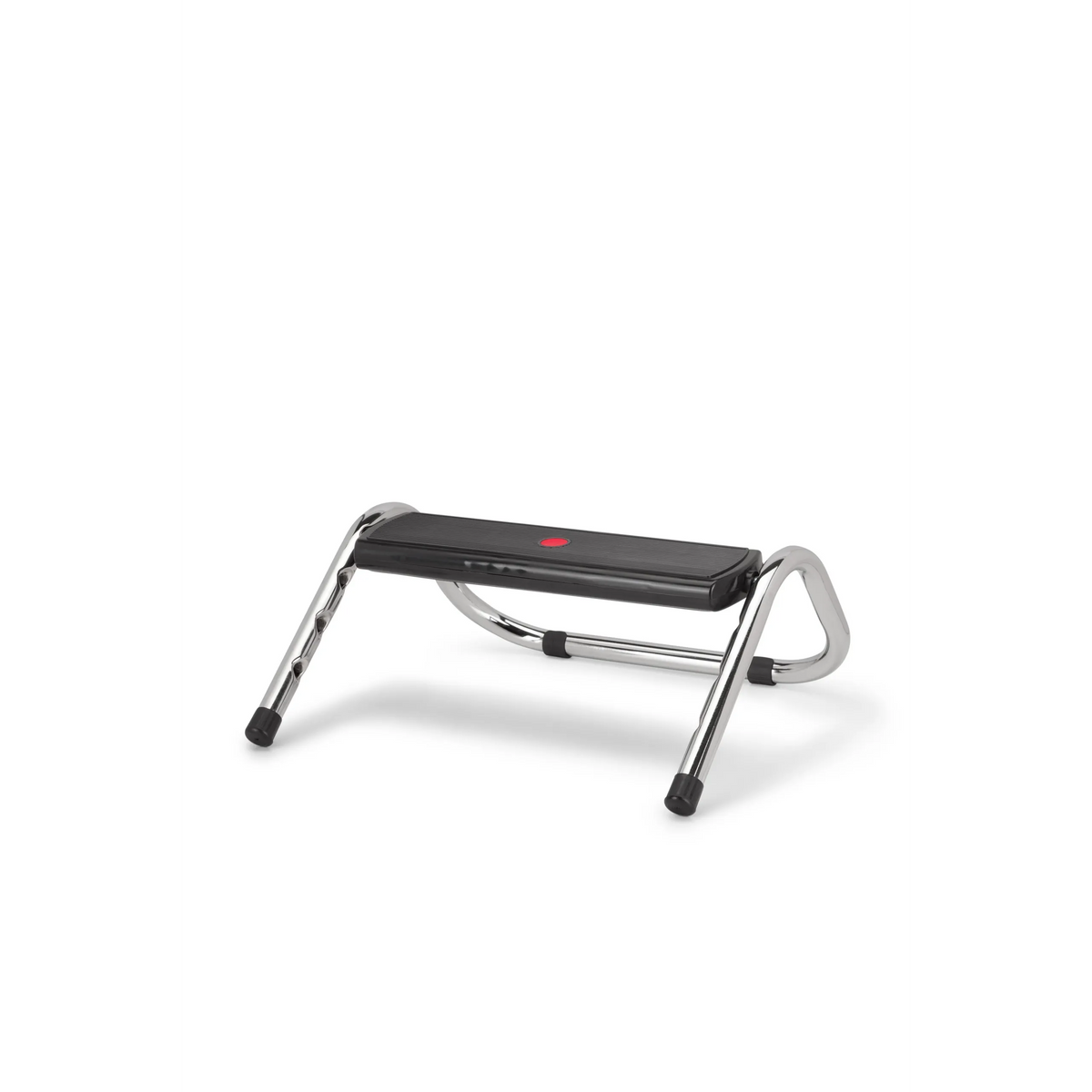 Black Footrest PODI IV with chrome-plated metal frame and rubber feet by hjh OFFICE – 360-degree view (side profile 270°)