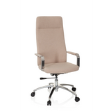 Beige Home Office Chair SARANTO PLUS I with armrests and five-caster base by hjh OFFICE – 360-degree view (front view 20°)