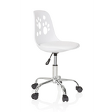 White Swivel Chair – Children FANCY I with paw print design and five-caster base by hjh OFFICE – 360-degree view (front three-quarter view 60°)