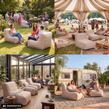 Beige Sitzolo Air inflatable sofas in various outdoor areas by hjh LIVING (AI-generated image)