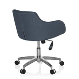 Dark grey Home Office Chair SOLAO 100 with padded shell and five-caster base by hjh OFFICE – 360-degree view (rear three-quarter view 140°)