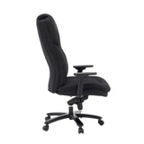 Side view of XXL Pullmann Gen2 swivel chair with black fabric upholstery and armrests by hjh OFFICE