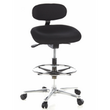Black Counter chair WORK MF with footring and five-caster base by hjh OFFICE – 360-degree view (front view 20°)