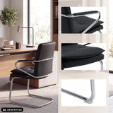 Black Rovento V cantilever chair with chrome frame and detailed views by hjh OFFICE (AI-generated image)