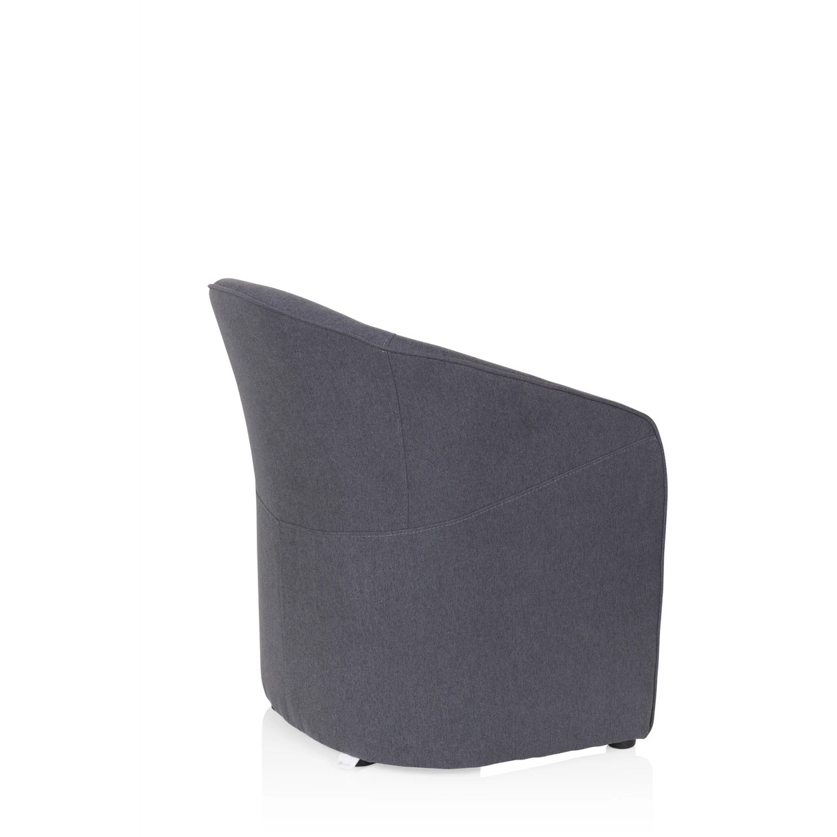 Dark grey Upholstered armchair SAN JUAN with rounded backrest and armrests by hjh OFFICE – 360-degree view (rear three-quarter view 120°)