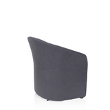 Dark grey Upholstered armchair SAN JUAN with rounded backrest and armrests by hjh OFFICE – 360-degree view (rear three-quarter view 120°)