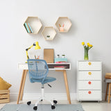 Blue Swivel Chair – Children KID QW with white base and castors by hjh OFFICE