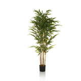 Green Artificial plant BAMBUS II in the form of a bamboo with a black plant pot by hjh OFFICE – 360-degree view (front view 0°)