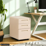 Beige COLOR PLUS I mobile drawer unit made of metal with three drawers and castors by hjh OFFICE (AI-generated image)