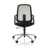 Black Home Office Chair SEDIOLO B with mesh back and five-caster base by hjh OFFICE – 360-degree view (front view 0°)