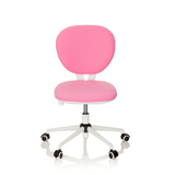 Pink Swivel Chair – Children KID VIVO with white base and five castors by hjh OFFICE – 360-degree view (front view 0°)