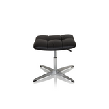 Black upholstered stool SARANTO made of faux leather with a four-star base by hjh OFFICE – 360-degree view (front view 0°)