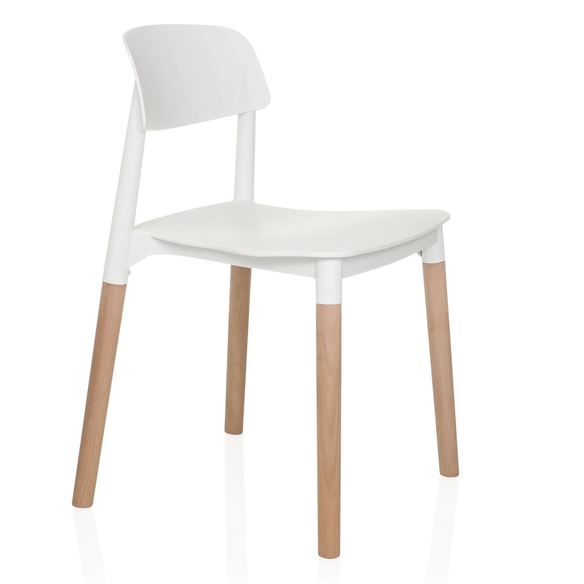 White Four-legged chair SCANDI E with wooden legs by hjh LIVING – 360-degree view (front three-quarter view 60°)