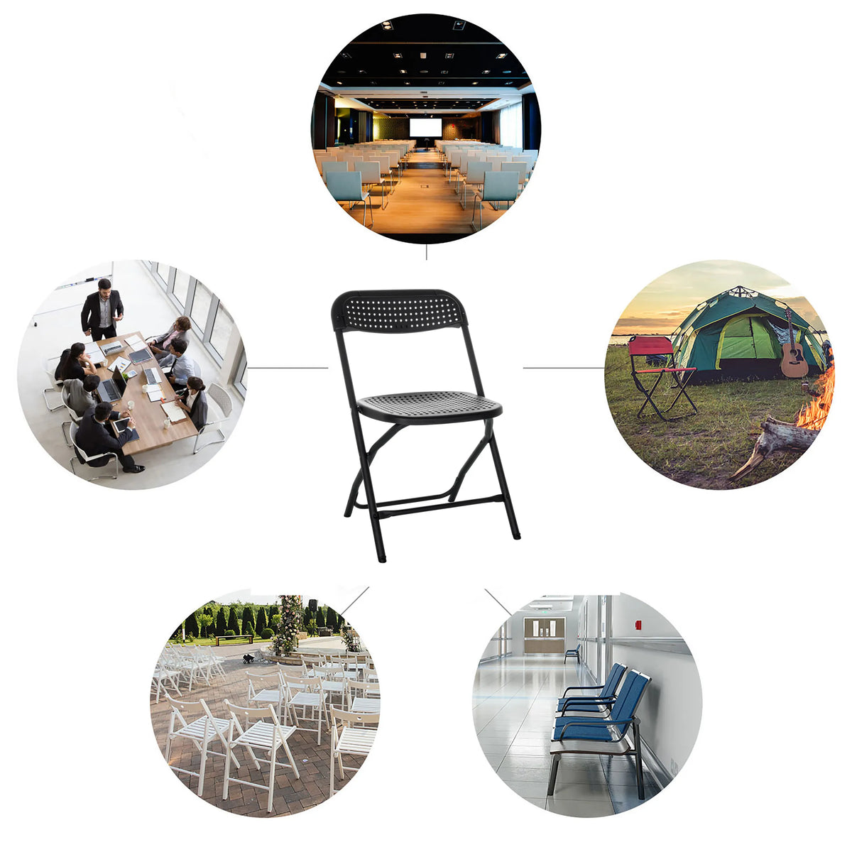 Black Outdoor chair TUDELA XXL PRO with perforated seat and backrest by hjh OFFICE