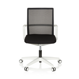 Black and white Professional Office Chair MOVE-TEC NET 3D W with mesh back and white five-caster base by hjh OFFICE – 360-degree view (front view 0°)