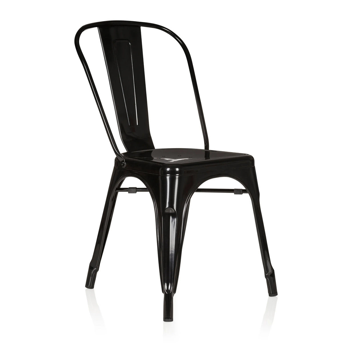 Black Bistro chair VANTAGGIO COMFORT with metal frame and high backrest by hjh OFFICE – 360-degree view (front three-quarter view 40°)