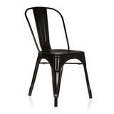 Black Bistro chair VANTAGGIO COMFORT with metal frame and high backrest by hjh OFFICE – 360-degree view (front three-quarter view 40°)