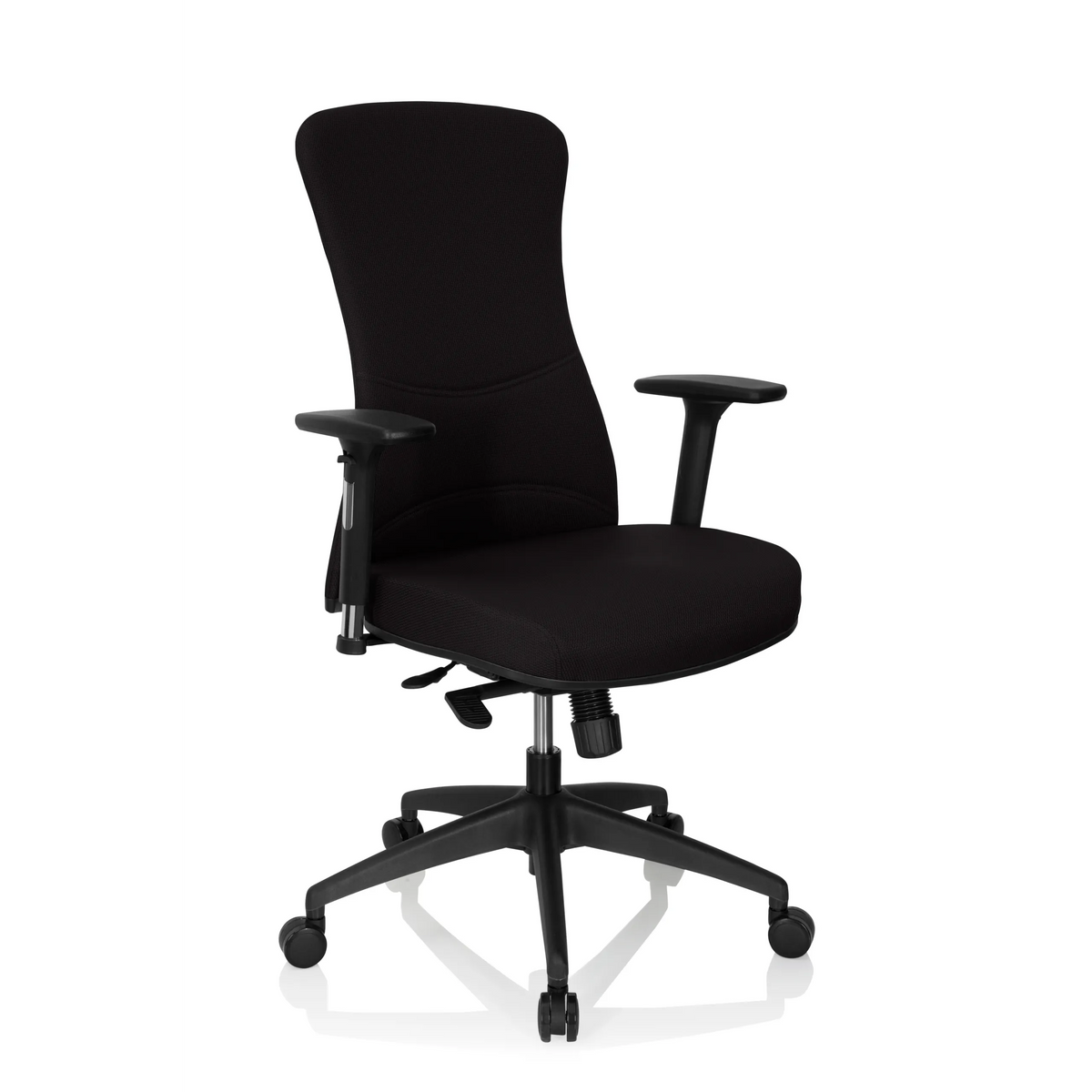 Black Professional Office Chair OFFICE XT PRO with armrests and five-caster base by hjh OFFICE – 360-degree view (front three-quarter view 40°)