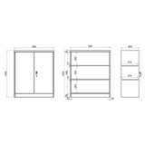 Technical drawing of the Filing cabinet COLOR AS 105 with 900 × 1050 mm by hjh OFFICE