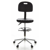 Black Counter chair TOP WORK 23 with foot ring and five-caster base by hjh OFFICE – 360-degree view (front view 0°)