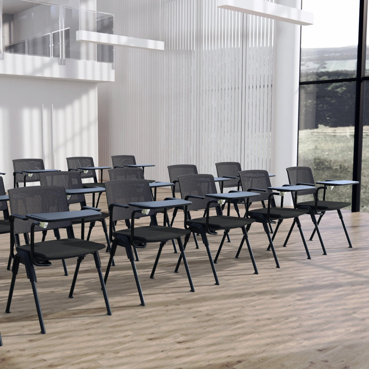 Clipboard MEET WA in black on a row of chairs in a modern room by hjh OFFICE