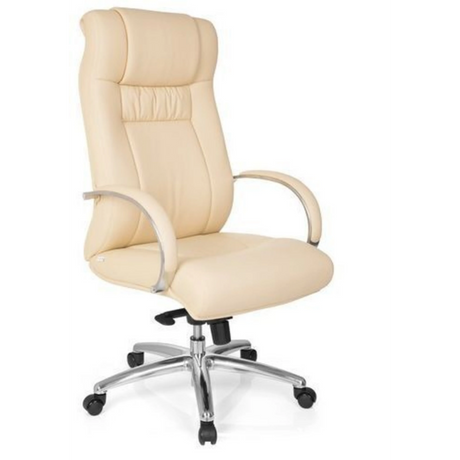 Drehstuhl XXL G 600 in beigem Kunstleder mit Armlehnen aus Chrom von hjh OFFICE