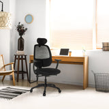Black Professional Office Chair RI-COVER with mesh backrest and headrest by hjh OFFICE