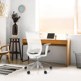 Professional Office Chair ASPEN WHITE in grey and white with mesh backrest and armrests at a desk by hjh OFFICE