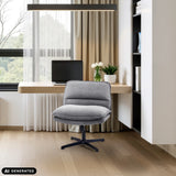 Dark grey Criss-Cross 20 lounge chair in front of a desk by hjh LIVING (AI-generated image)