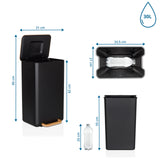 Dimensional drawing of the Wastepaper CLEAN NATURA with 85 cm height and 30 l volume by hjh OFFICE