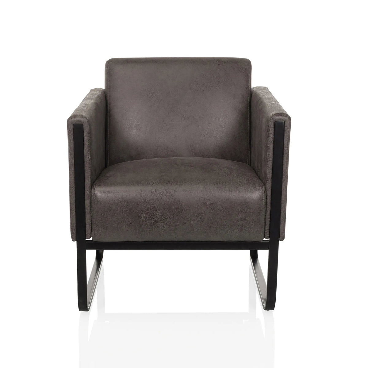 Grey Lounge Chair Aruba Retro with armrests and black frame by hjh OFFICE – 360-degree view (front view 0°)