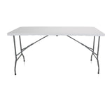 White Folding table EASY UP MULTI II with rectangular top and metal frame by hjh OFFICE – 360-degree view (front view 0°)