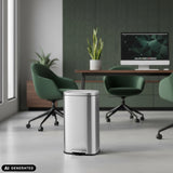 Silver Clean 15 wastepaper bin with 30 litre capacity and pedal by hjh OFFICE (AI-generated image)