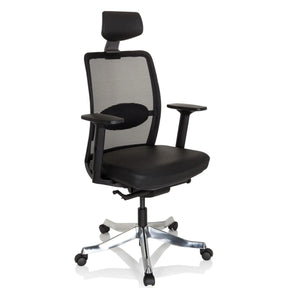 Luxus-Chefsessel SENATOR PRO in Schwarz mit Netzrückenlehne und Kopfstütze von hjh OFFICE